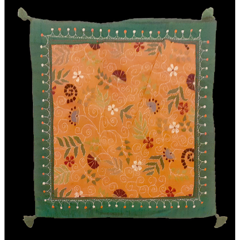 16X16 INCH KANTHA SILK CUSHION COVER