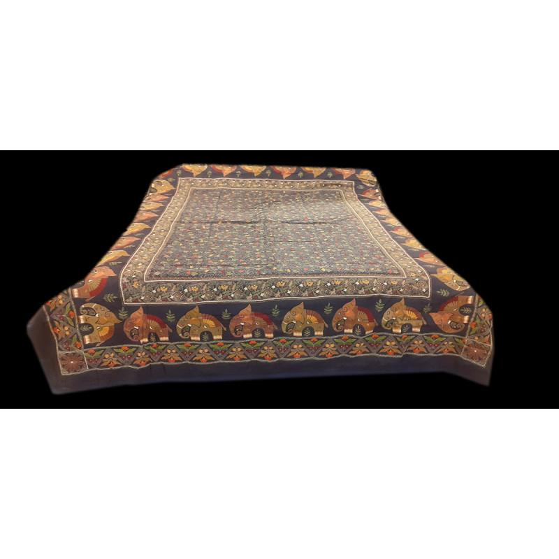 90X108 INCH KANTHA  SILK EMB.BED COVER