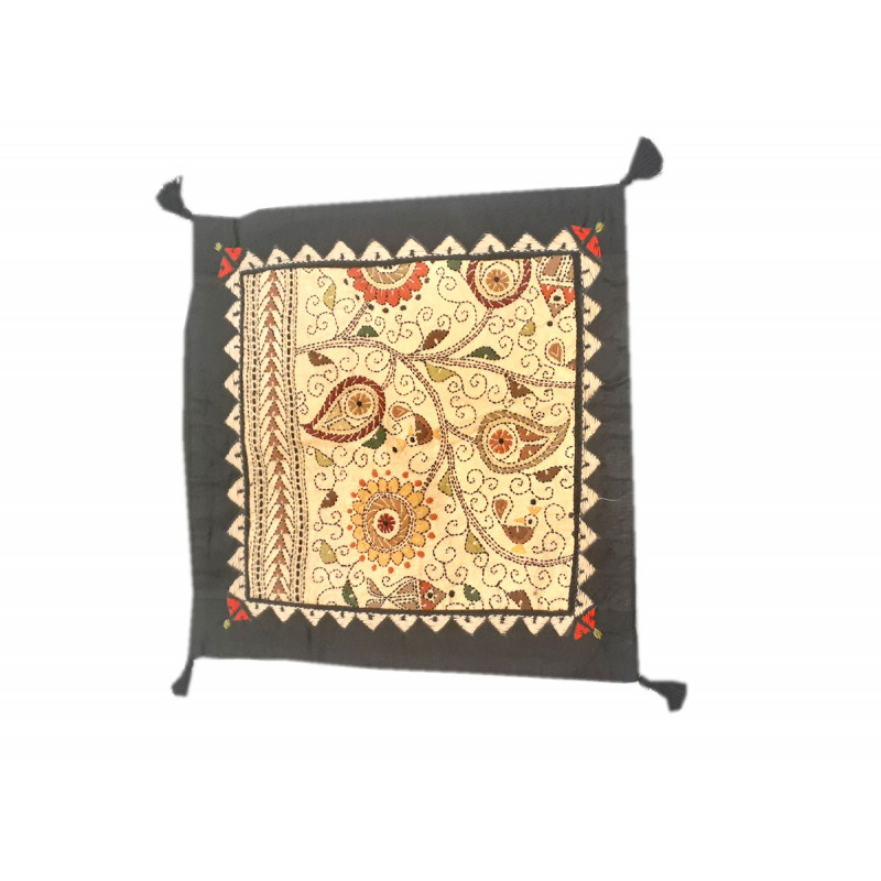 12X12 INCH KANTHA SILK EMB. CUSHION COVER