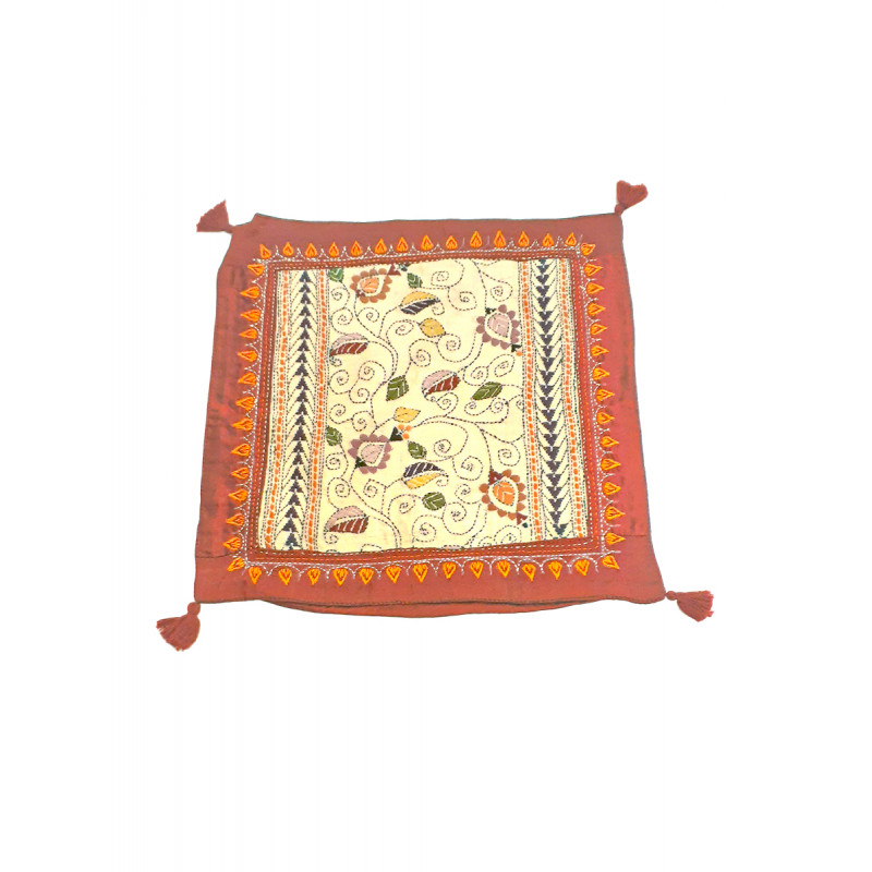 12X12 INCH KANTHA SILK EMB. CUSHION COVER