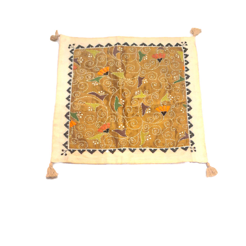 12X12 INCH KANTHA SILK EMB. CUSHION COVER