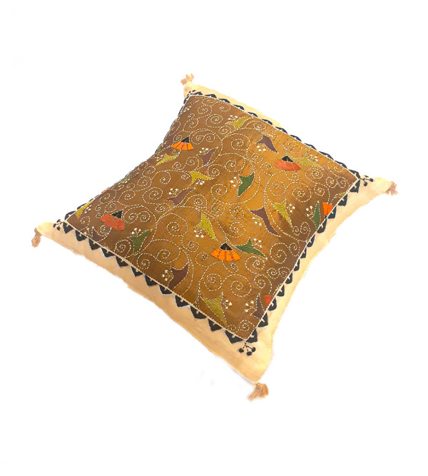 12X12 INCH KANTHA SILK EMB. CUSHION COVER