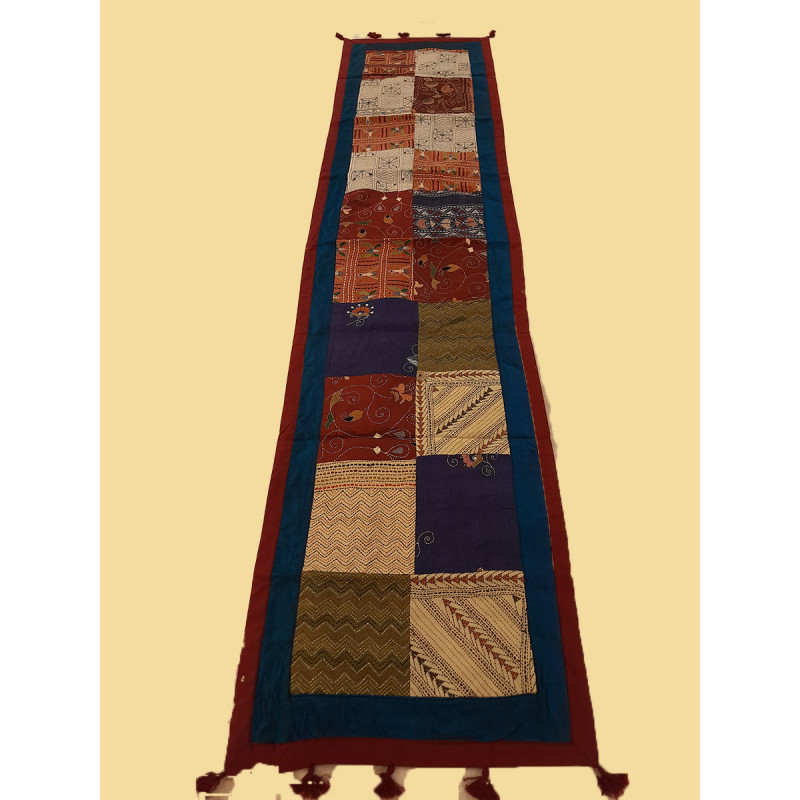 13X60 INCH KANTHA EMB. SILK RUNNER