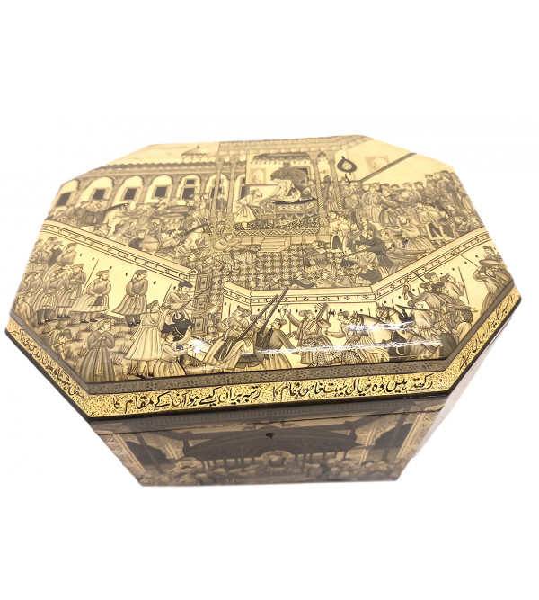Papier Mache Handcrafted Jewellery Box with Mughal Miniature Painting
