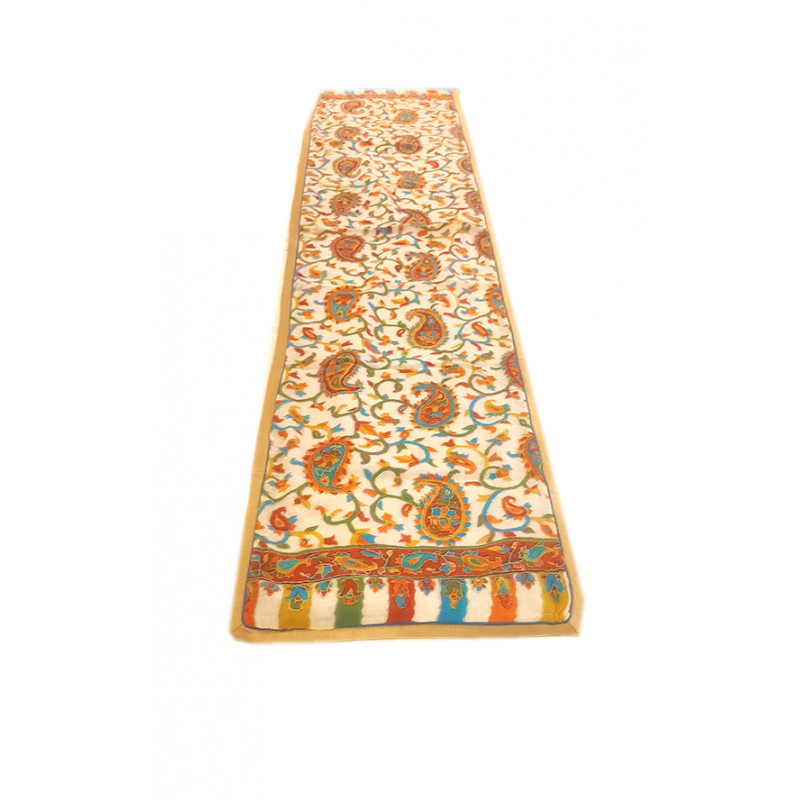 18X74 INCH PURE WOOL JAMAVAR EMB RUNNER