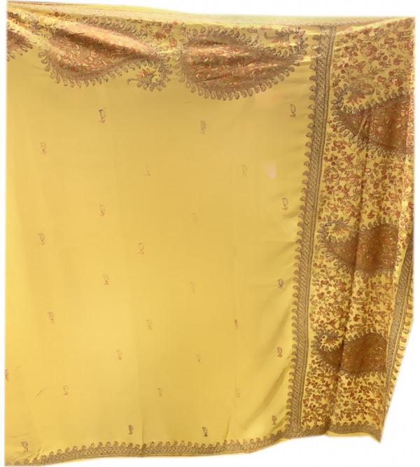 Kashmiri Embroidered Georgette  Silk Saree  With Blouse
