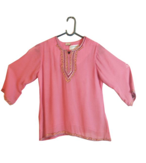 Crepe Silk Embroidery Kurta Top For Girls Size 6 to 8 Yr