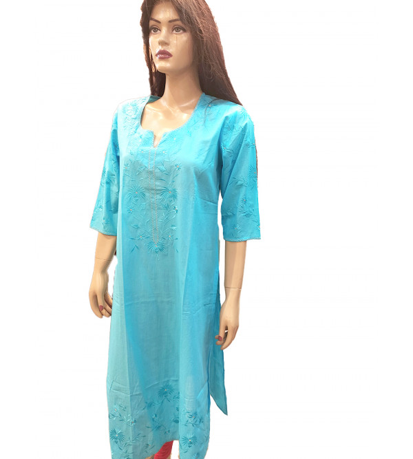 Kurti in Cotton - Hand Embroidered Size M (40 inches)