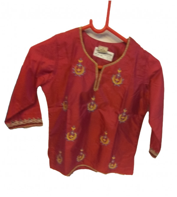 Silk Embroidery Kurtis For Girls Size 6 to 8 Year