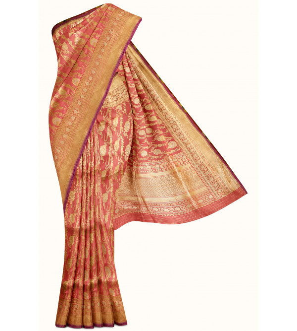 Silk Jangla Saree with Blouse Zari Jangla Work 