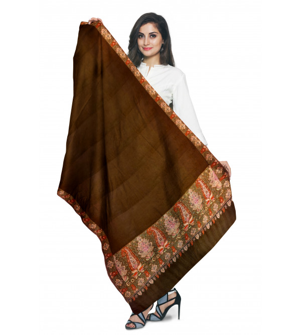 Pure Pashmina green Ladies Shawl Embroidered 