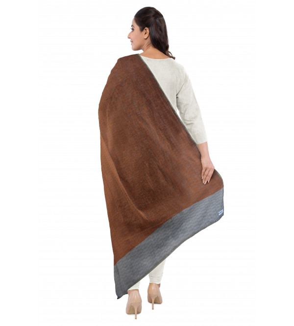 Stole Pure Pashmina Loose Weave Emb 28 X80 Inch 