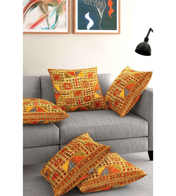 Cushion Cover With Gujrat  Embroidered Mirror Work