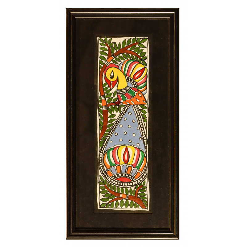 Peacock  Madhubani Art Painting For Home Wall Art Decor ( Without Frame )