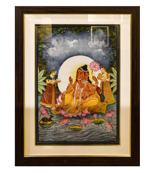 Ganesh Ji Cotton Art Painting For Home Wall Art Decor ( Without Frame )