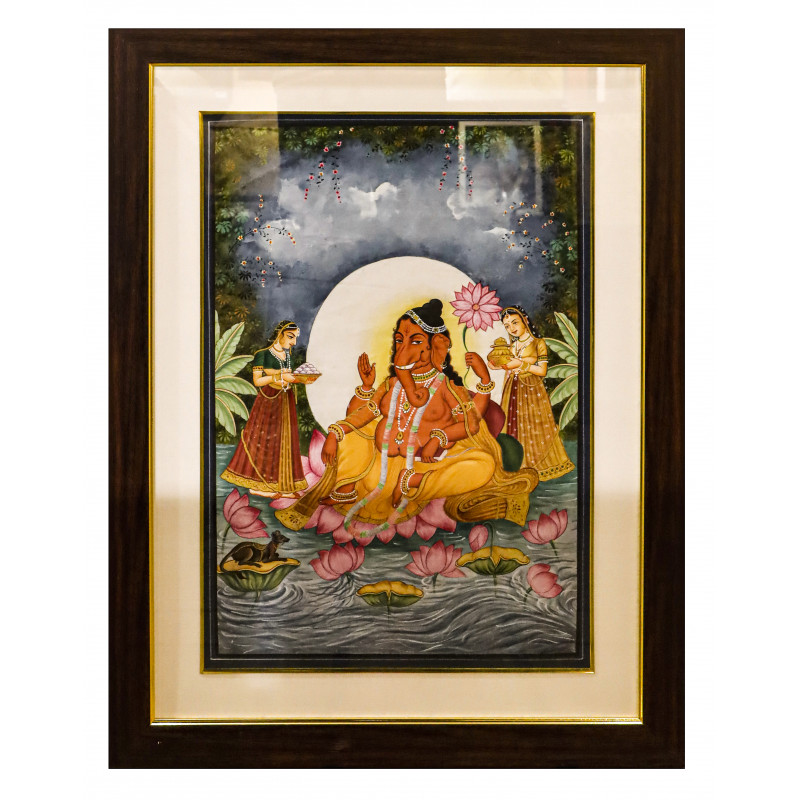 Ganesh Ji Cotton Art Painting For Home Wall Art Decor ( Without Frame )