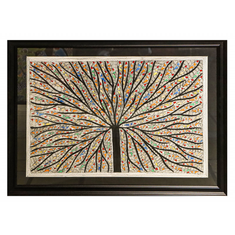 Tree of Life Madhubani Art Painting For Home Wall Art Decor ( Without Frame )