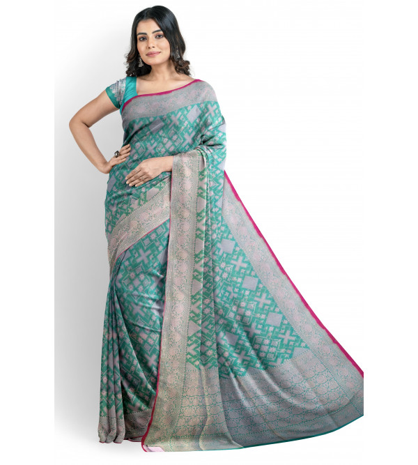 Silk Zari Cutwork Saree With Blouse