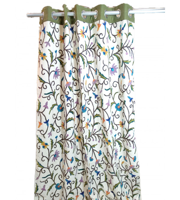 Crewel Hand Embroidered Curtain from Kashmir Size 52x100 Inch
