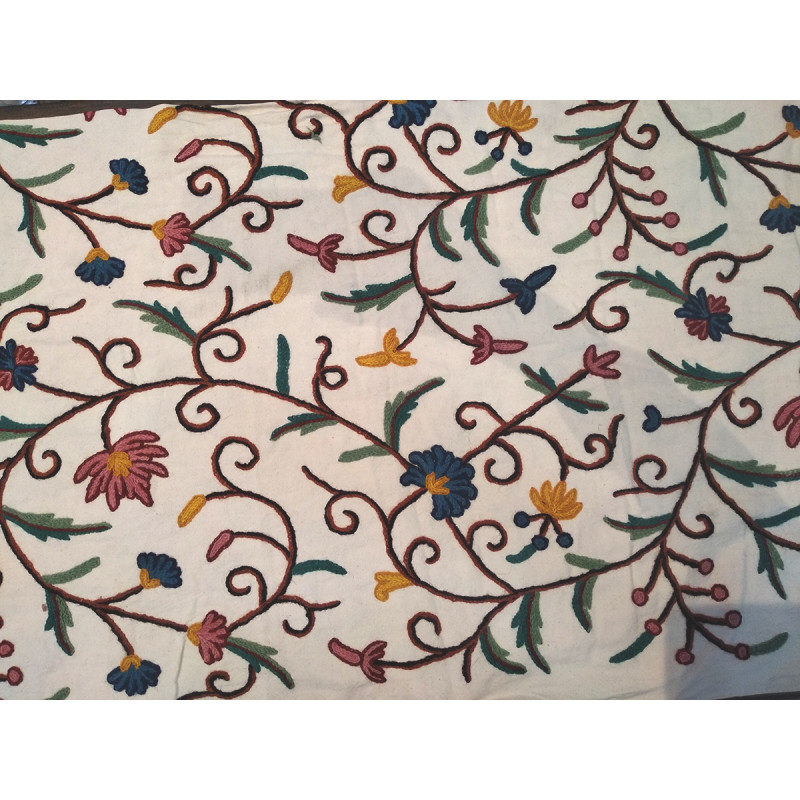 Crewel Hand Embroidered Fabric from Kashmir Width 54 Inch