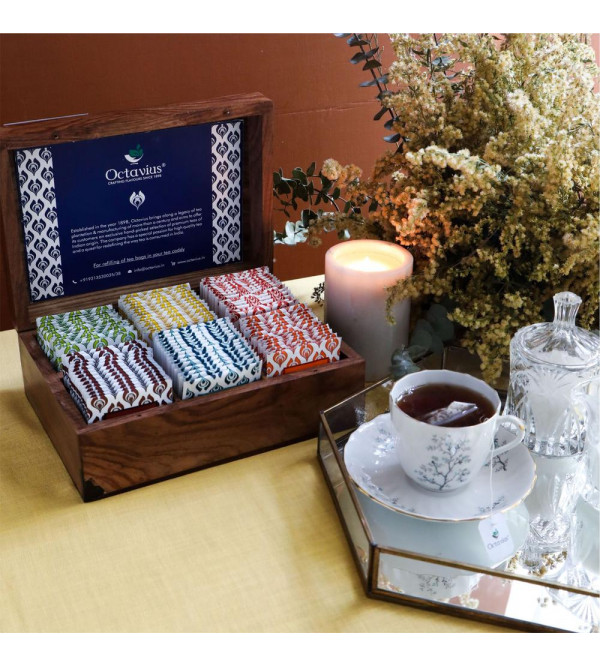 Assorted Tea Flavors In Black  Green Tea Bags  In Wooden Gift Box  90 Tea Bags 