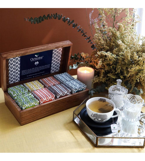 Assorted Tea Flavors In Black  Green Tea Bags  In Wooden Gift Box  90 Tea Bags 