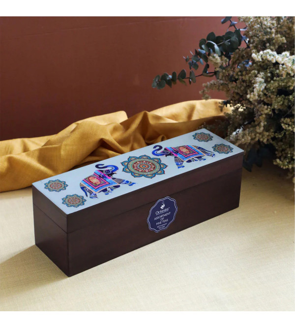 Assorted Tea Elephant Painted Wooden Box 60 Tea Bag 
