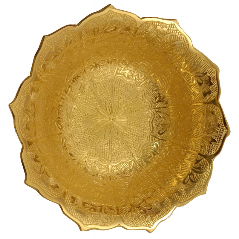 Handicraft Brass Gold Plated Bowl 6.5 Inch 