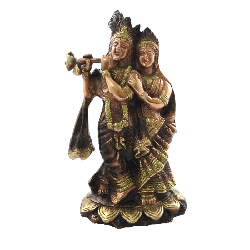 HANDICRAFT RADHA KRISHNA 6.5 INCH BRASS COPPER FINISH