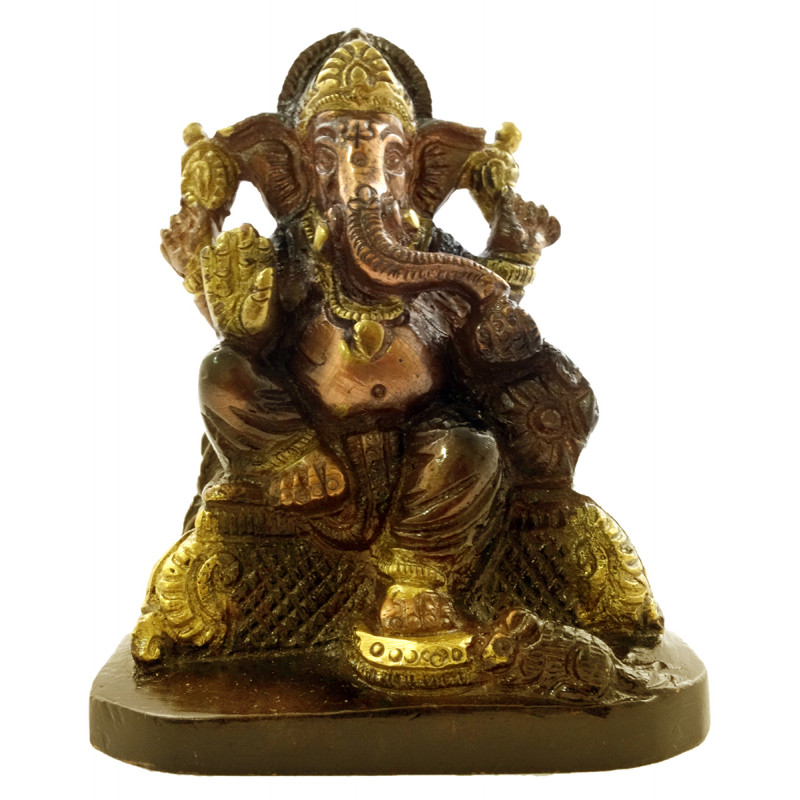 HANDICRAFT GANESH PILLOW 4 INCH BRASS COPPER FINISH