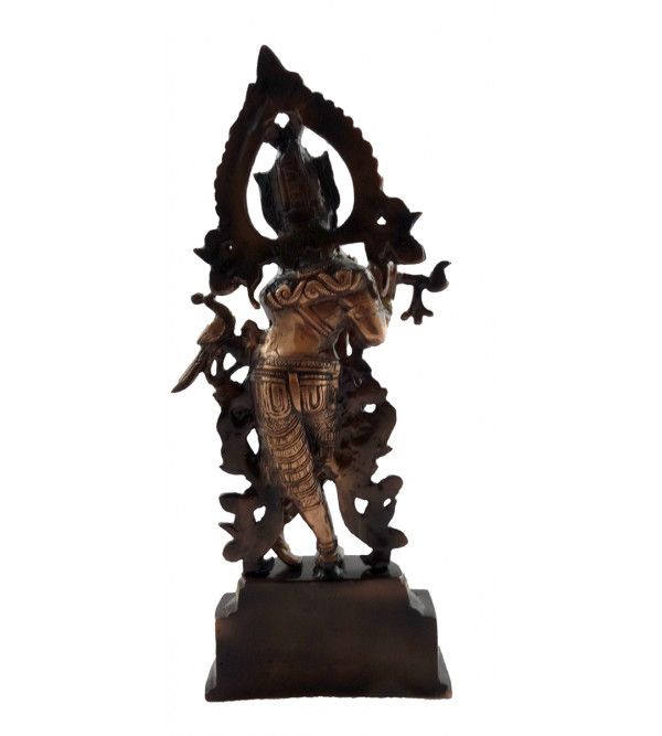 HANDICRAFT KRISHNA STANDING BRASS COPPER FINISH 11 INCH 