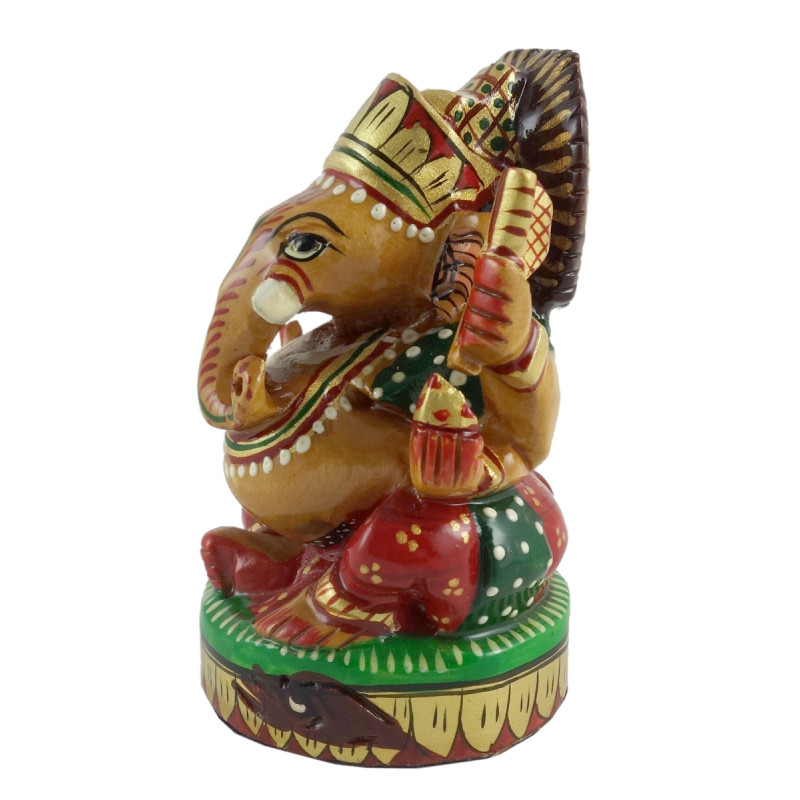 GANESH CHATTEROPEN CARVED KADAM WOOD 3 INCH