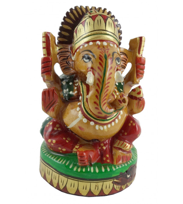 GANESH CHATTEROPEN CARVED KADAM WOOD 3 INCH