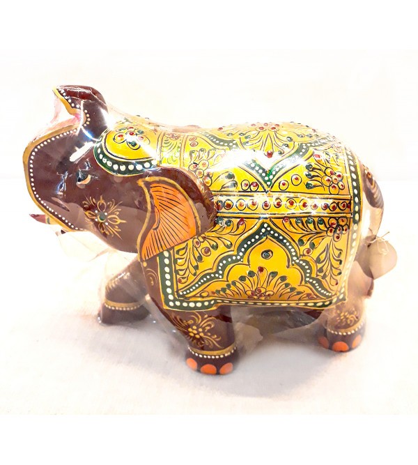 Kadamba wood Handcrafted and Hand painted Elephant with Patha Design
