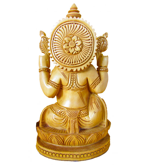 Ganesh Kamal Carving Kadamba Wood 8 Inch  