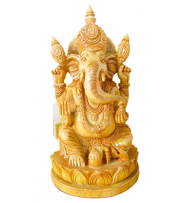 Ganesh Hand Carved Kadamba Wood Size 10 Inch  