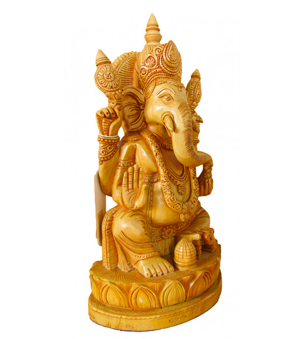 Ganesh Hand Carved Kadamba Wood Size 10 Inch  