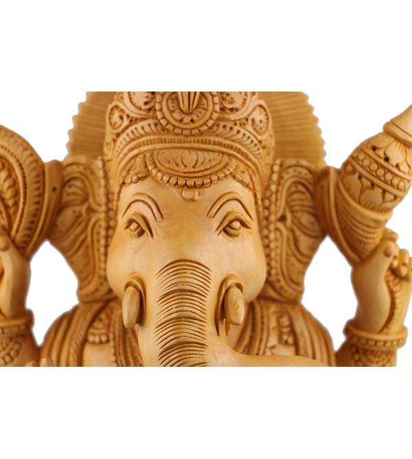 Ganesh Kamal Carving Kadamb Wood 12 Inch  