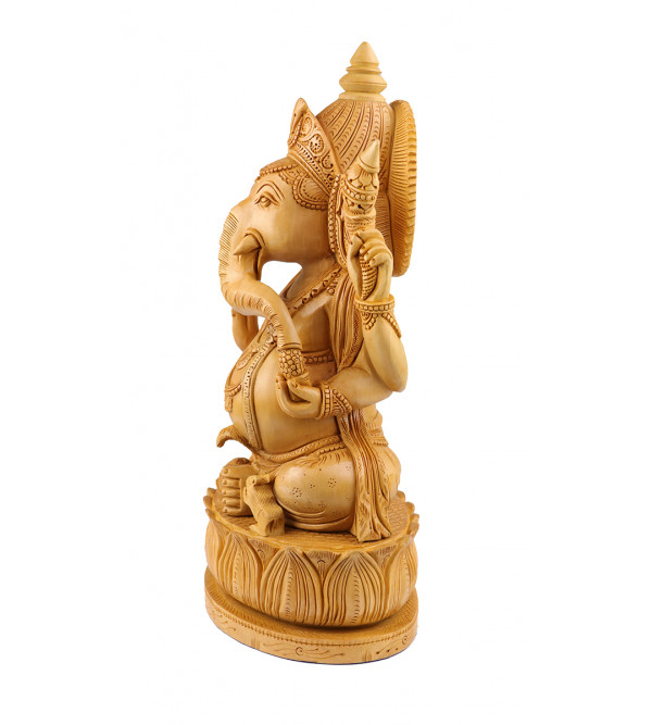 Ganesh Kamal Carving Kadamb Wood 12 Inch  