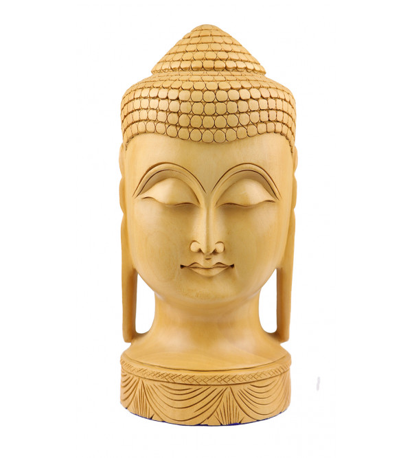 Buddha Head Carving Kadamb Wood 10 Inch  