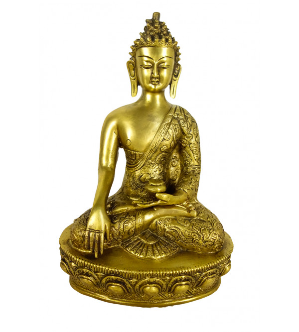Brass Buddha Sakyamuni Dragon Carving Wt-3.750 Kg 8x4.75x12 In