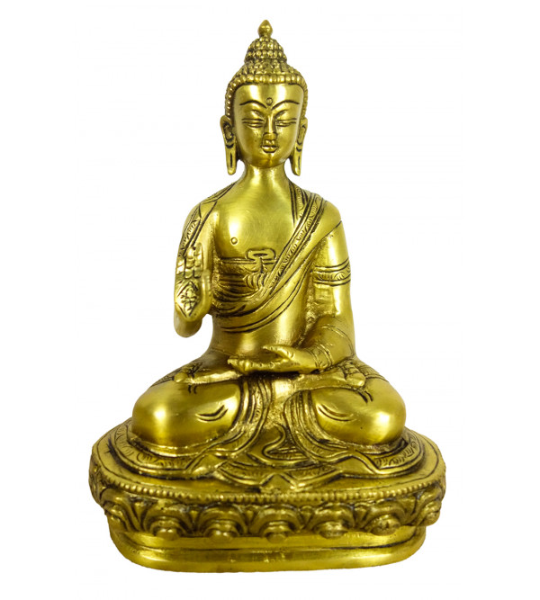 Brass Buddha Sitting Bh Plain Wsingle Color  Wt-1.606 Kg 8 Inch