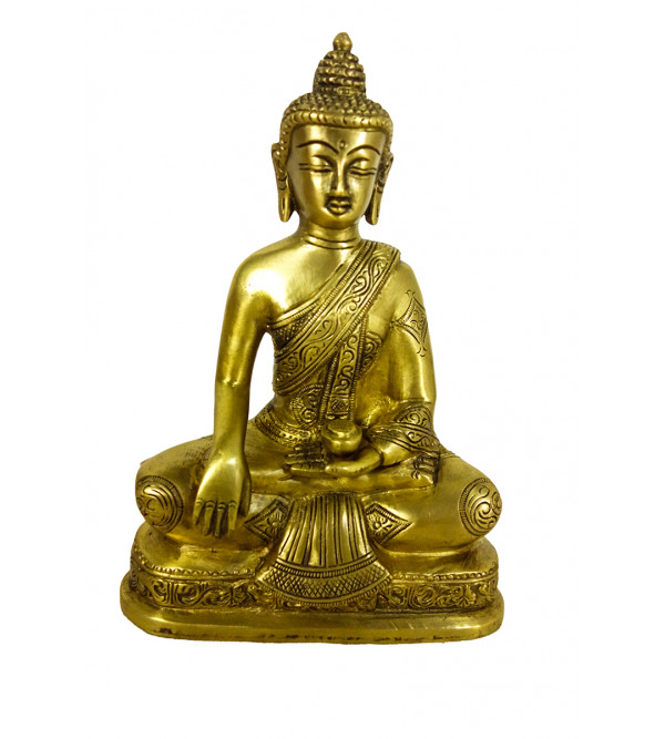 Brass   Buddha Sakyamuni Carved Wshawl on Base Wt-1.580 Kg 5.5x3x7.5 In