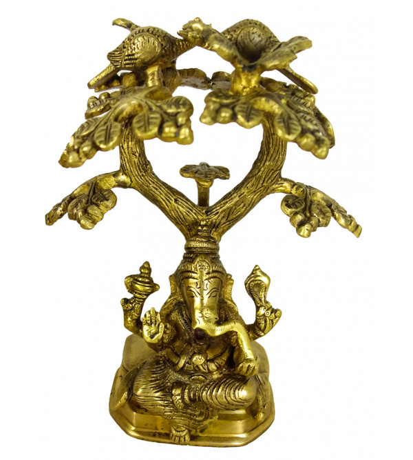 Brass  Ganesh Sitting Under Tree  10 in Wt-3.000 Kg
