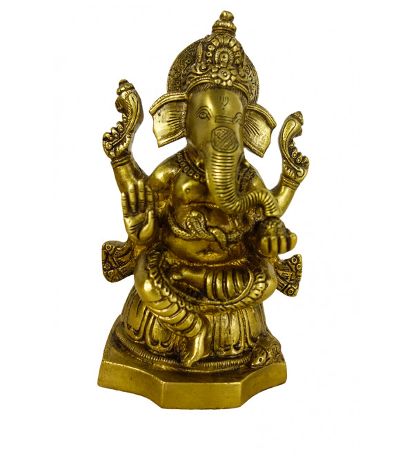 Brass Ganesh Sitting Wring  7.5 Inch  Wt-1.805 Kg