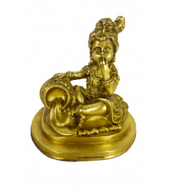 Brass Krishna Sitting Wpot 5.5 Inch   Wt-1.640 Kg