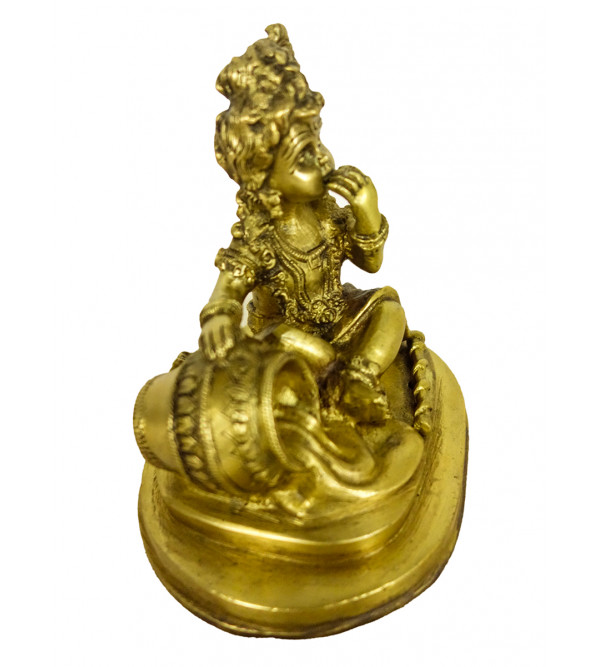 Brass Krishna Sitting Wpot 5.5 Inch   Wt-1.640 Kg