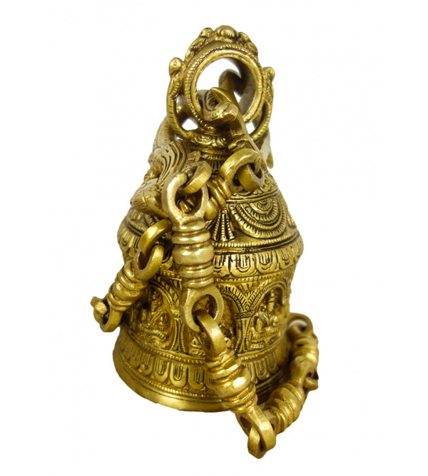 Brass Temple Bell W Laxmi Embossed  6.5 Inch   Wt-2.055 Kg