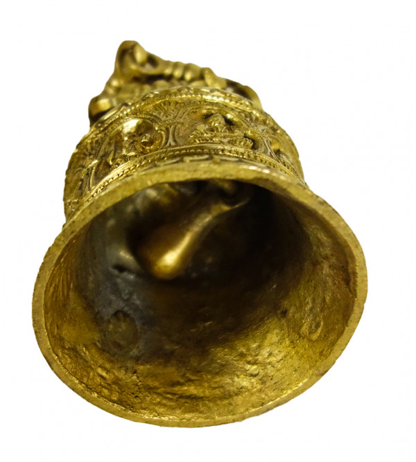Brass Temple Bell W Laxmi Embossed  6.5 Inch   Wt-2.055 Kg