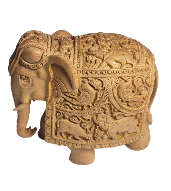 ELEPHANT DEEP CARVED KADAM WOOD ASSORTED DESIGNS 